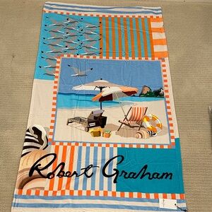 Beach Scene Beach Towel with Umbrella and Chair